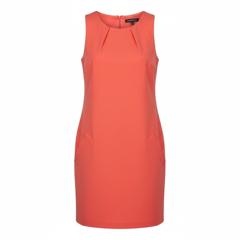 Adrienne Vittadini coral pink sleeveless 60s style shift dress sz small S B178